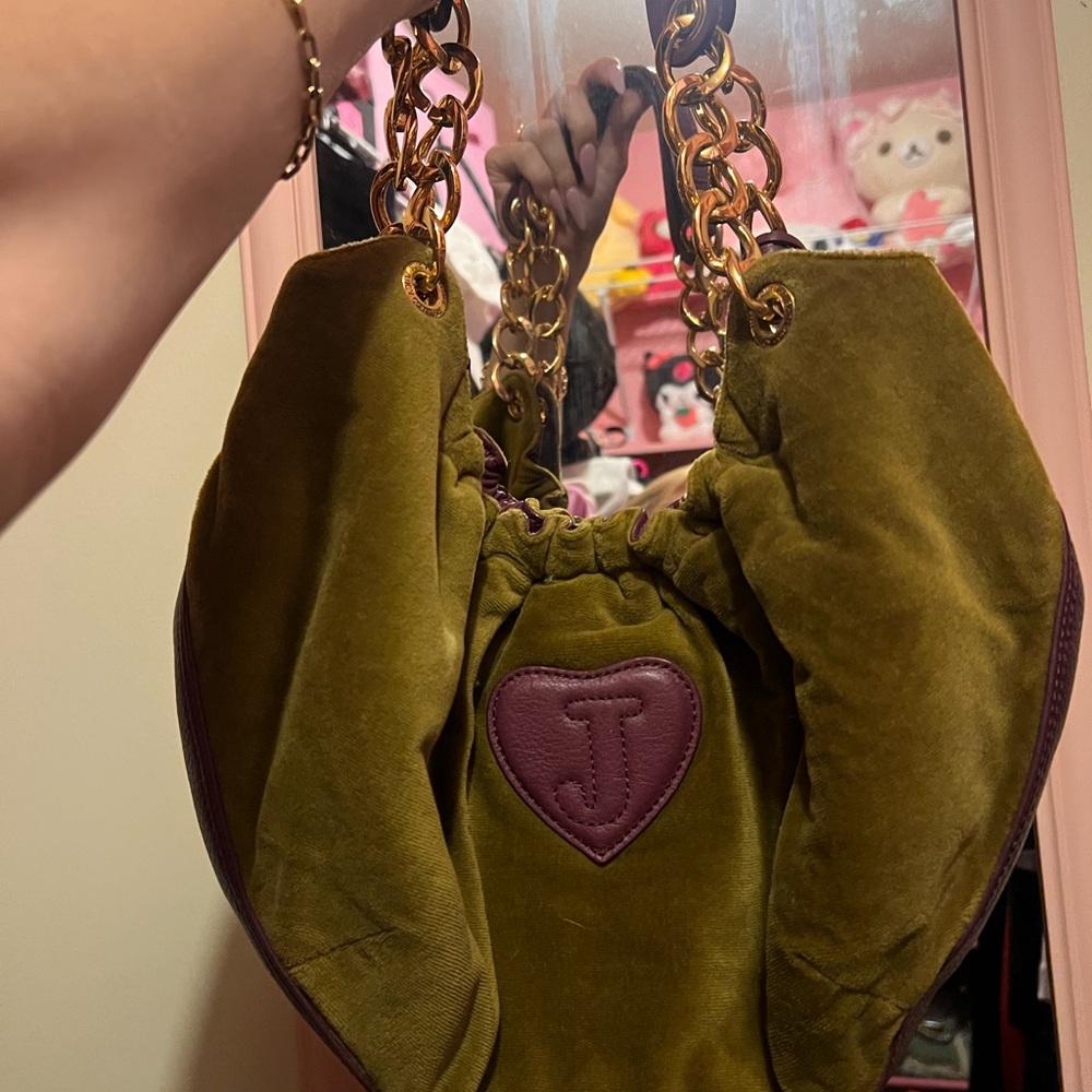Authentic Vintage Juicy Couture Green and Purple Hobo Bag - Picture 4 of 8